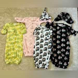 Bundle of 4 Kate Quinn NB gowns and 2 hats